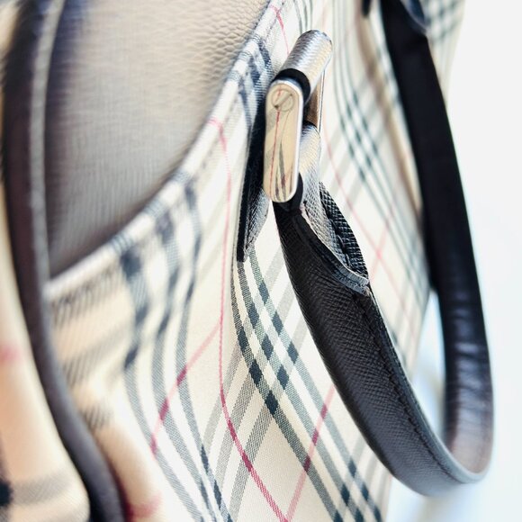3601 BURBERRY VINTAGE BAG BURBERRY CANVAS LEATHER NOVA CHECK LOGO TOTE BAG - Picture 4 of 14